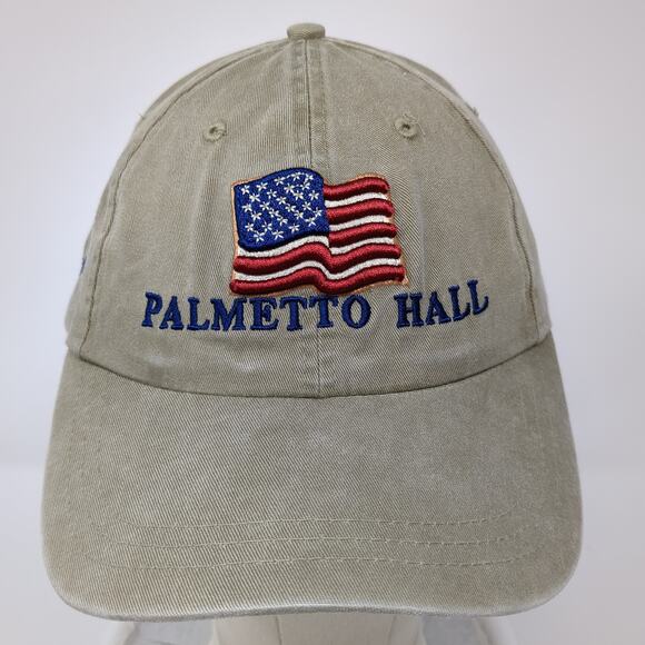 Palmetto Hall Baseball Cap Beige One Size Adjustable US Flag Patriotic Ahead - Picture 2 of 9